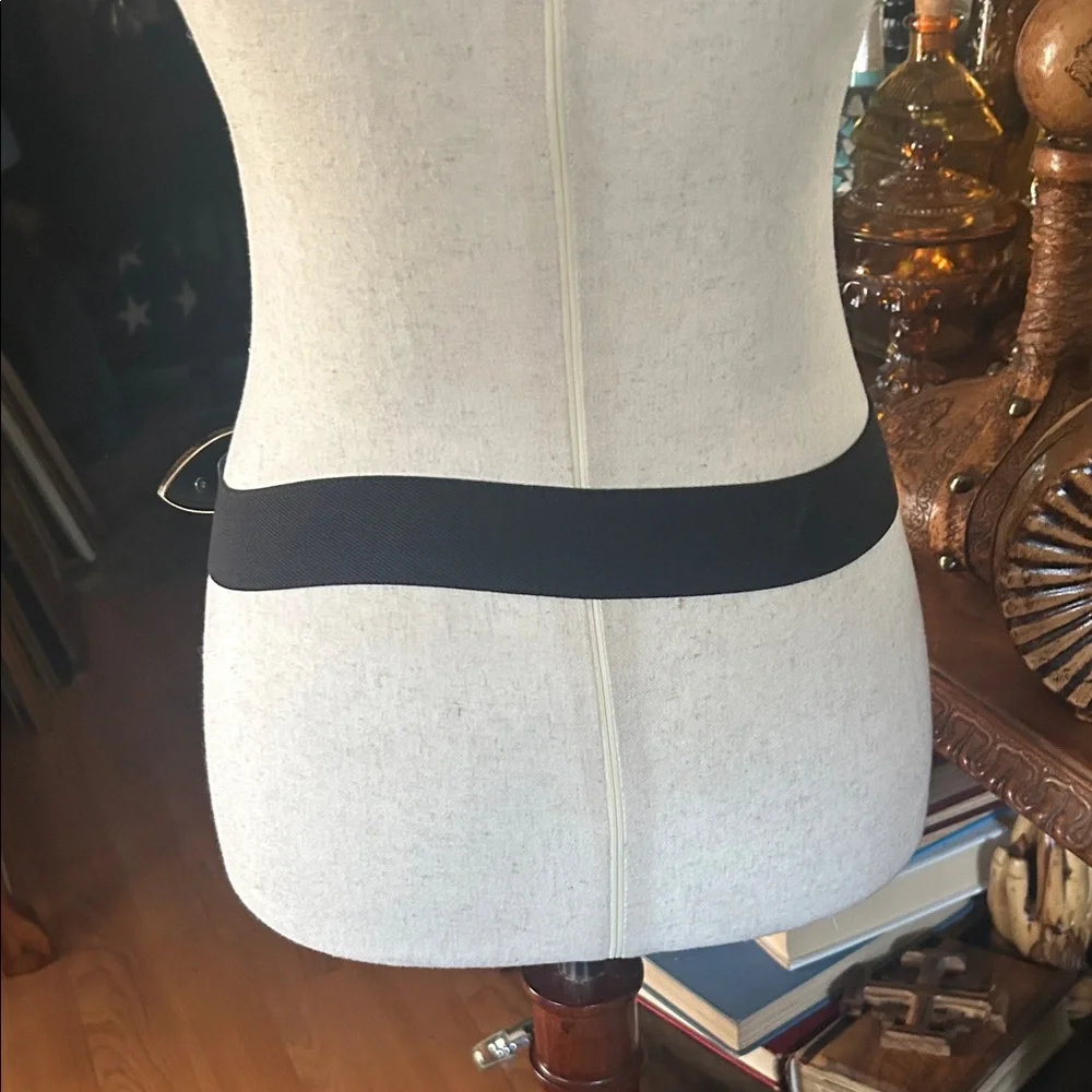 Western Double Gold Buckle Black Stretch Belt